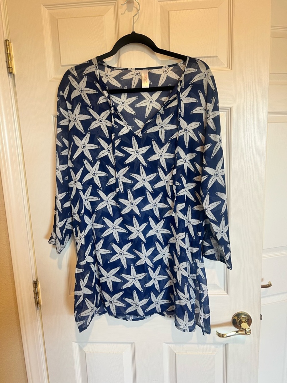 Navy Blue Starfish Print Tunic Top